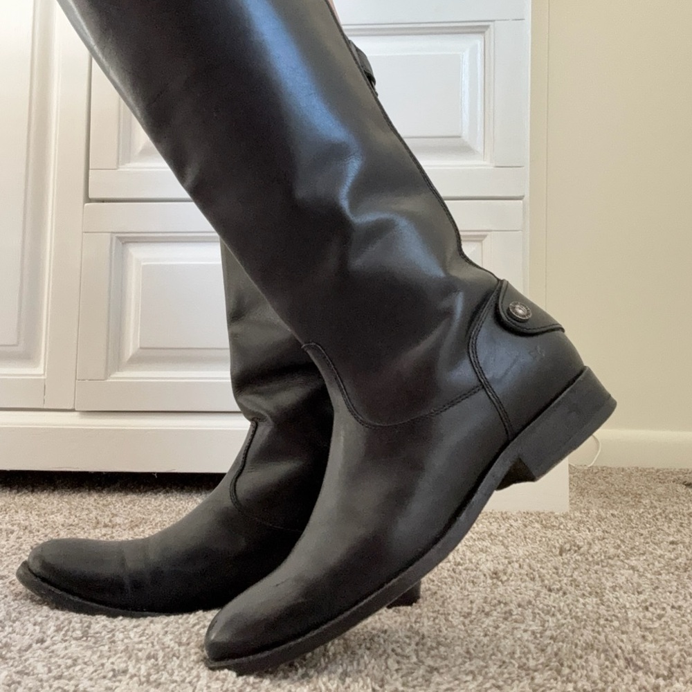Frye Melissa Button Back Zip Leather Riding Boot